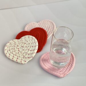 Portavasos Tejido Corazones